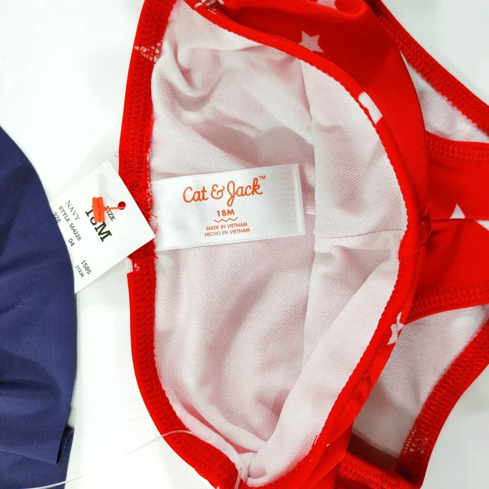 Cat Jack Toddler‎ Girl Unicorn Rash Guard Swim Top Bikini Set Red Navy Blue 18M